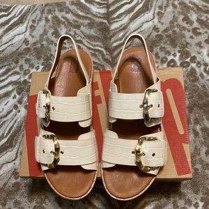 Fitflop Stone Kaia Croc Print Leather Back-strap Sandals, Size 10, Worn Once